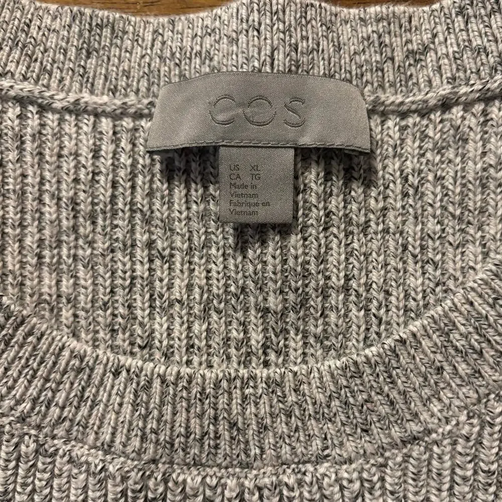 COS Women's XL Sweater Crew Neck 100% Cotton Knit Pullover Long Sleeve